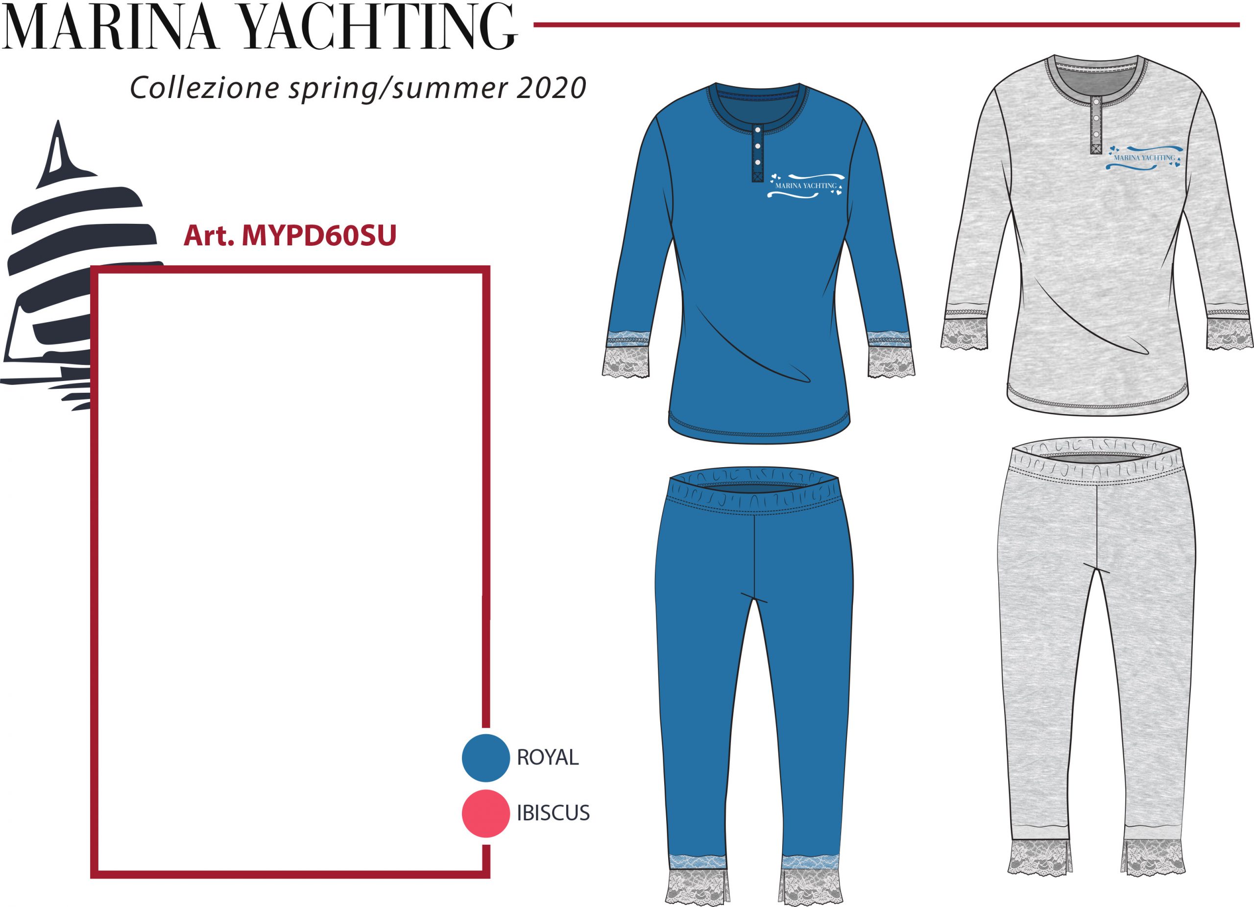 Pigiama Invernale maniche lunghe con toppe + pantaloni con polsini - Marina  Yachting - Emy Intimo